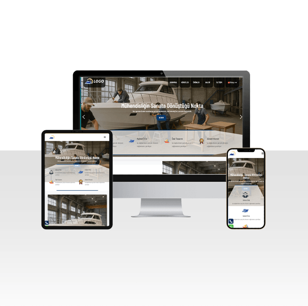 Tekne , Yat Üretimi ve Servisi Web Sitesi Paketi - Mavi